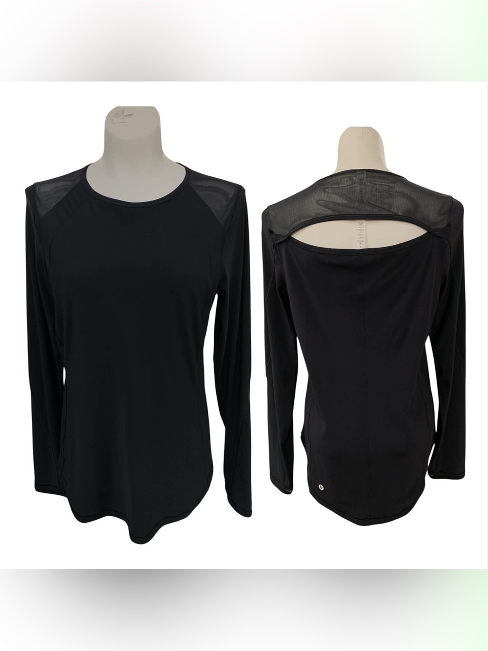 lululemon athletica Black Long-Sleeve Mesh-Back Top Size M